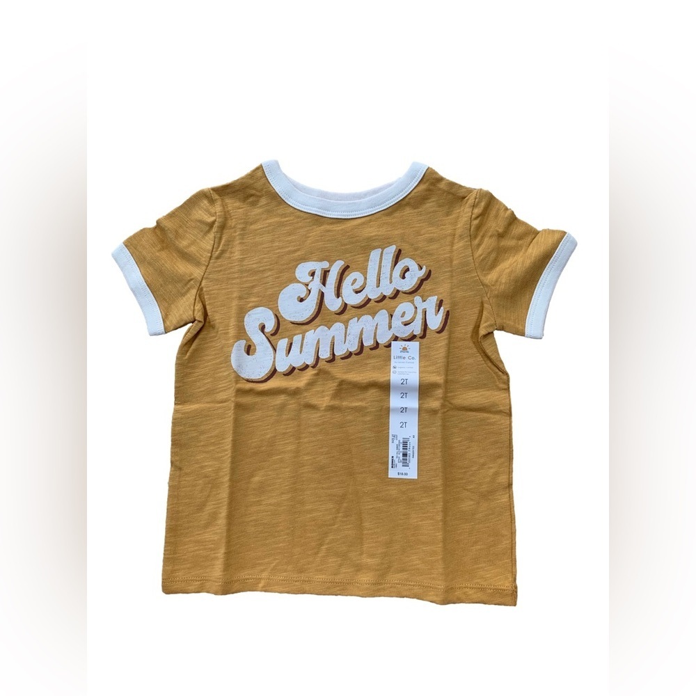 Little Co. NWT Size 2T Hello Summer Gold Ringer Tee
